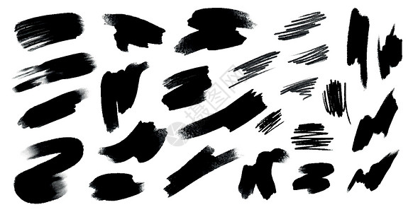 未划线白色背景上不同的黑涂黑划线  矢量水彩收藏涂鸦墨水插图画笔染料飞溅艺术中风插画
