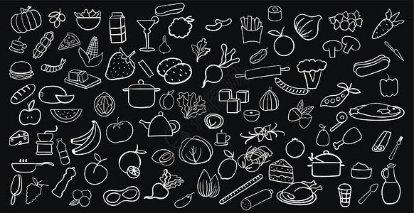 各种菜盘和产品的大型组装     矢量菜单烹饪餐厅营养水果插图饮食午餐厨房美食背景图片