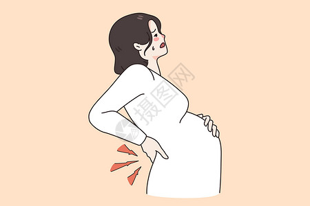 孕妇疼痛怀孕妇女健康问题概念 孕妇保健问题插画