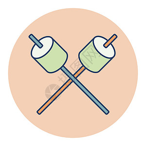 木棒矢量 ico 上的棉花糖小吃闲暇插图烹饪炙烤和风食物烘烤甜点野餐背景图片