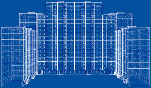 多层楼建筑的电线框架模型插图印刷设计师房子文档建筑学工程线条办公室技术背景图片