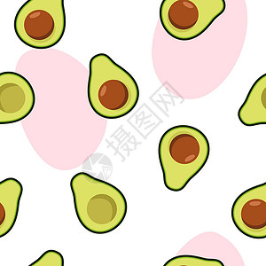 绿色鳄梨无缝模式纺织品墙纸艺术卡通片果汁异国水果蔬菜生态绿色背景图片