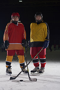 冰球装备青少年女孩冰冰球运动员肖像商业女性孩子们力量团体衣服爱好球员竞赛冰鞋背景