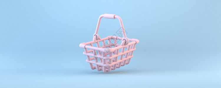 粉粉购物篮3D背景图片