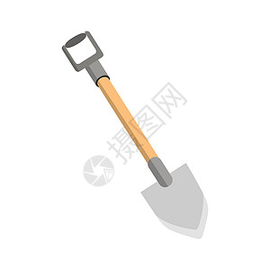 园艺铲子白色背景矢量插图上的平板式铲子图标设计图片