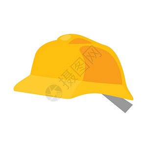 安全帽图标白色背景上孤立的头盔图标的平面矢量图标插图插画