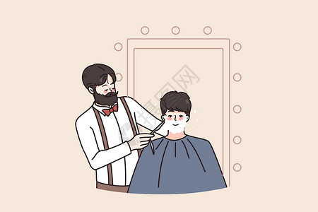 沙龙活动策划男人在理发店里刮胡子插画