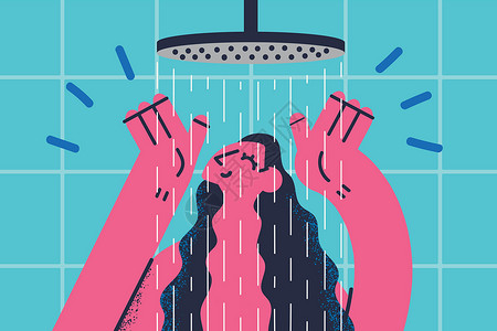 女人洗澡美容家庭程序和放松概念插画