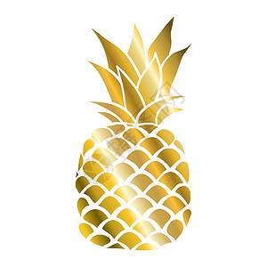 新鲜黄金蜜柚菠萝黄金图标 热带水果 孤立在白色背景上 食物的象征 甜美的 异国情调的和夏天的 维生素 健康的 自然标志 3D 概念 设计元素插画
