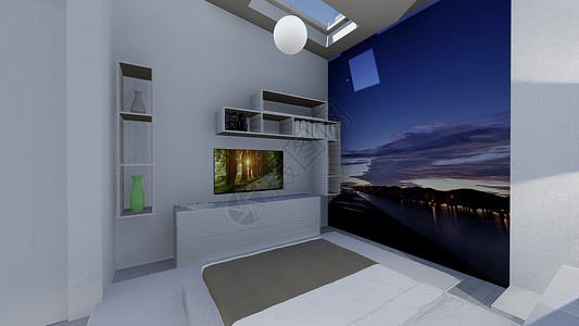 家用设计奢华灰色白色电视电脑桌子照片楼梯厨房灯光背景图片