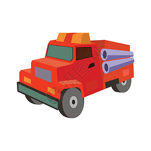 消防车图标装有矢量插图的消防卡车平板图标设计图片