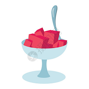 酸奶杯水果杯甜点 平板矢量说明设计插画