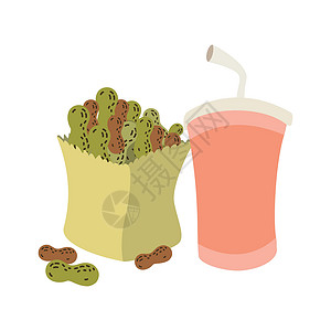 水煮花生煮煮豆和瓜瓦果汁矢量插图设计插画
