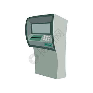 自助购票机银行自动取款机提款机 用来提取钱款 在白色背景上孤立的现实矢量设计图片