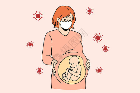 孕妇和冠状菌病毒感染概念;插画