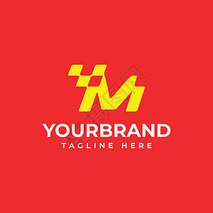 字母 M 徽标 适合您的公司身份 赛车标志设计概念模板Name背景图片