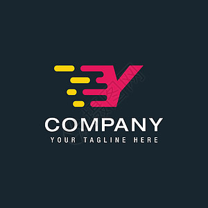 带送货服务标志的字母 Y 快速 移动和快速 数字和技术为您的企业形象背景图片