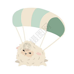 为梦起航为婴儿用降落伞跳跳小可爱羊插画