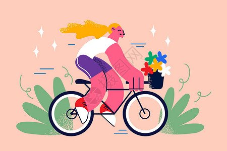 骑自行车和街头夏季活动概念背景图片