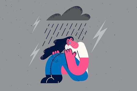 雨云抑郁 悲伤和孤独概念;设计图片