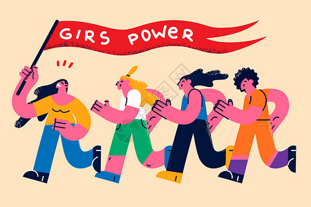 姐妹情谊女权主义 妇女权利和权力概念设计图片