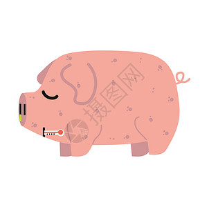 猪病带一组病毒的猪肝流感病插画