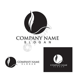 羽毛笔标志模板蓝色标签公司标识空白横幅品牌白色创造力写作背景图片