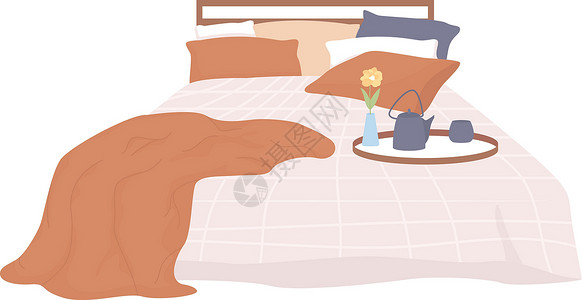 艾炙养生舒适床半平板彩色向量项插画