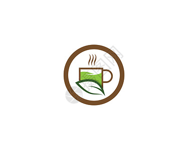 绿色茶叶图像插图香气食物草本叶子薄荷玻璃杯子饮料早餐咖啡店背景图片