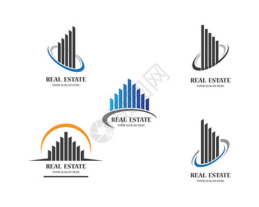 房地产标志 ico景观房子城市商业品牌蓝色白色创造力建筑物标识背景图片