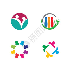 社区徽标矢量图标它制作图案会议领导家庭团结文化身份圆圈手指社会孩子们背景图片
