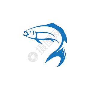白色鱼素材鱼类标识模板矢量图标菜单圆形钓鱼海浪插图食物动物野生动物店铺白色插画