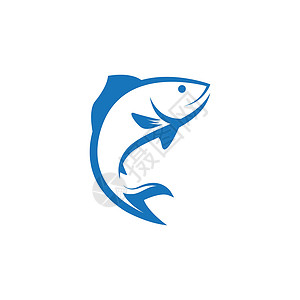 白色鱼素材鱼标徽标模板图标标识钓鱼标签食物创造力游泳动物蓝色野生动物海鲜插画
