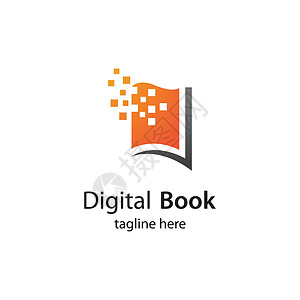 数字图书馆数字书数字标志书技术矢量图标教育合伙学校电子书推广读者公司学习品牌身份设计图片