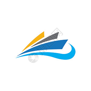 船标志游轮标志图片海洋巡航蓝色商业船运航海公司旅游海浪运输插画