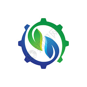 绿色齿轮框架自然齿轮标志设计绿色生态标识植物生物技术叶子商业环境圆圈设计图片