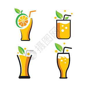 黄色的鸡尾酒新鲜果汁徽标图像它制作图案标签食物产品饮食水果插图植物生态橙子黄色插画
