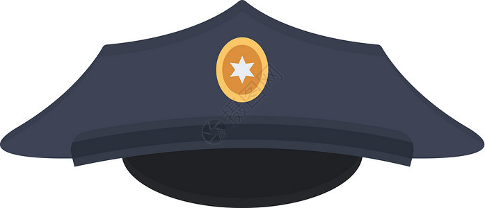执法为公警方将白色背景孤立的鸟矢量插图标记为顶峰工作绘画服务帽子法律权威执法艺术警卫徽章插画