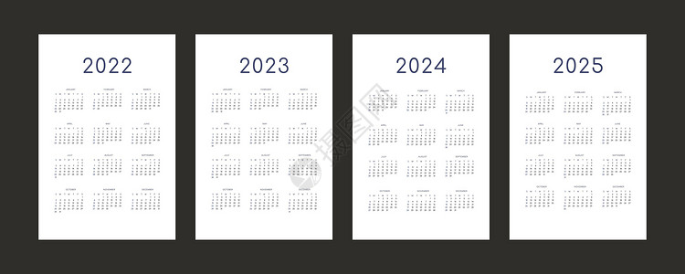 2023年度盛典2022年2022年2023年2024年2025年日历个人时间表模板 采用最低潮时风格记事簿季节网格办公室日记季刊组织者年度计划插画