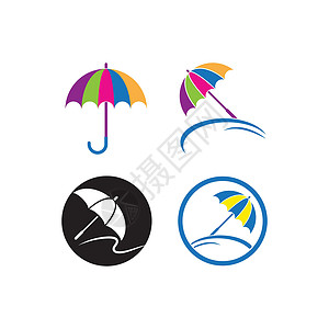 雨伞标志 vecto标识商业收藏白色插图阳伞太阳黑色季节下雨插画
