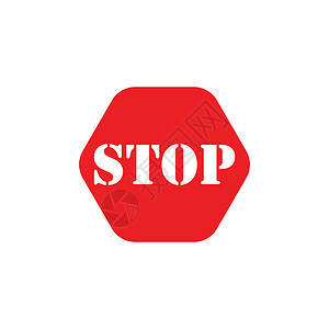 停止图标图标八角形危险标识警告海报手势白色注意力插图红色背景图片