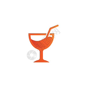 玻璃果汁徽标液体橙子酒精热带插图稻草水果食物饮料背景图片