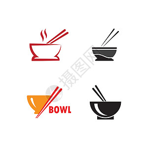 碗盘食物矢量图标商业美食筷子烹饪菜单面条拉面店铺午餐标识插画
