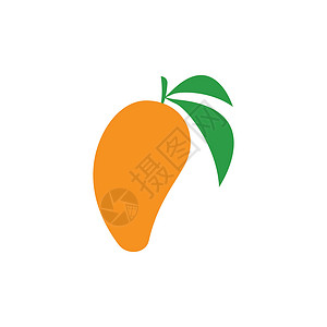 芒果水果甜甜饮食白色涂鸦绿色营养食物插图黄色热带水彩背景图片