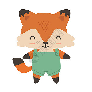 狐狸面具孤立在白色背景的可爱卡通狐狸宝宝设计图片