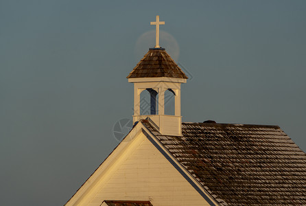全月草原教堂农村月亮大教堂国家教会背景图片