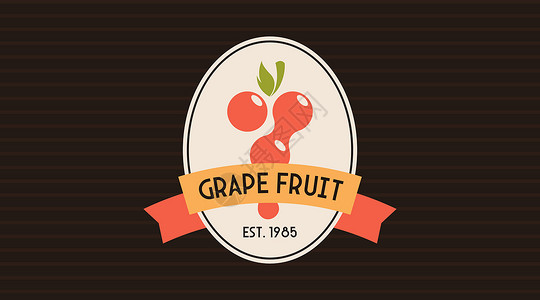 LOGO标签Retro 样式中的新葡萄Logo概念艺术饮料叶子标识收成浆果水果酒精推广果汁背景