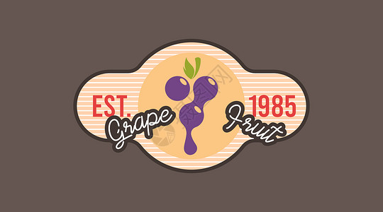 LOGO标签Retro 样式中的新葡萄Logo概念农业艺术水果果汁餐厅标签菜单饮料酒厂酒精背景