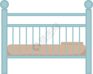 木家具素材婴儿床 枕头和床垫 蓝童为新生儿提供木家具 白种背景的矢量插图被孤立起来 用于说明情况插画