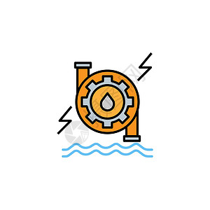 水库标志水力线彩色图标 能量图图标的元素 标志 符号可用于网络 标志 移动应用程序 UI UX插画